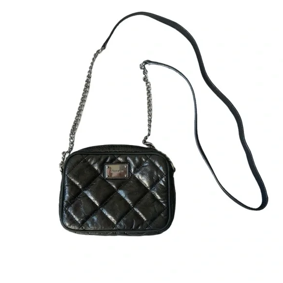 MICHAEL Michael Kors Jet Set Mini Crossbody Bag Leather Metallic Dark Silver - Picture 1 of 9